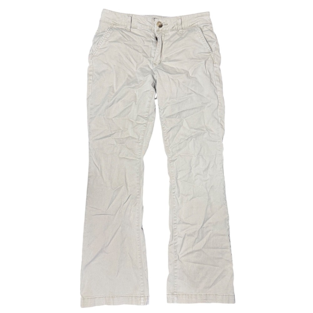 Aeropostale Classic Bootcut Chinos 2 Short Khaki Tan Good Distressed Hem Cotton